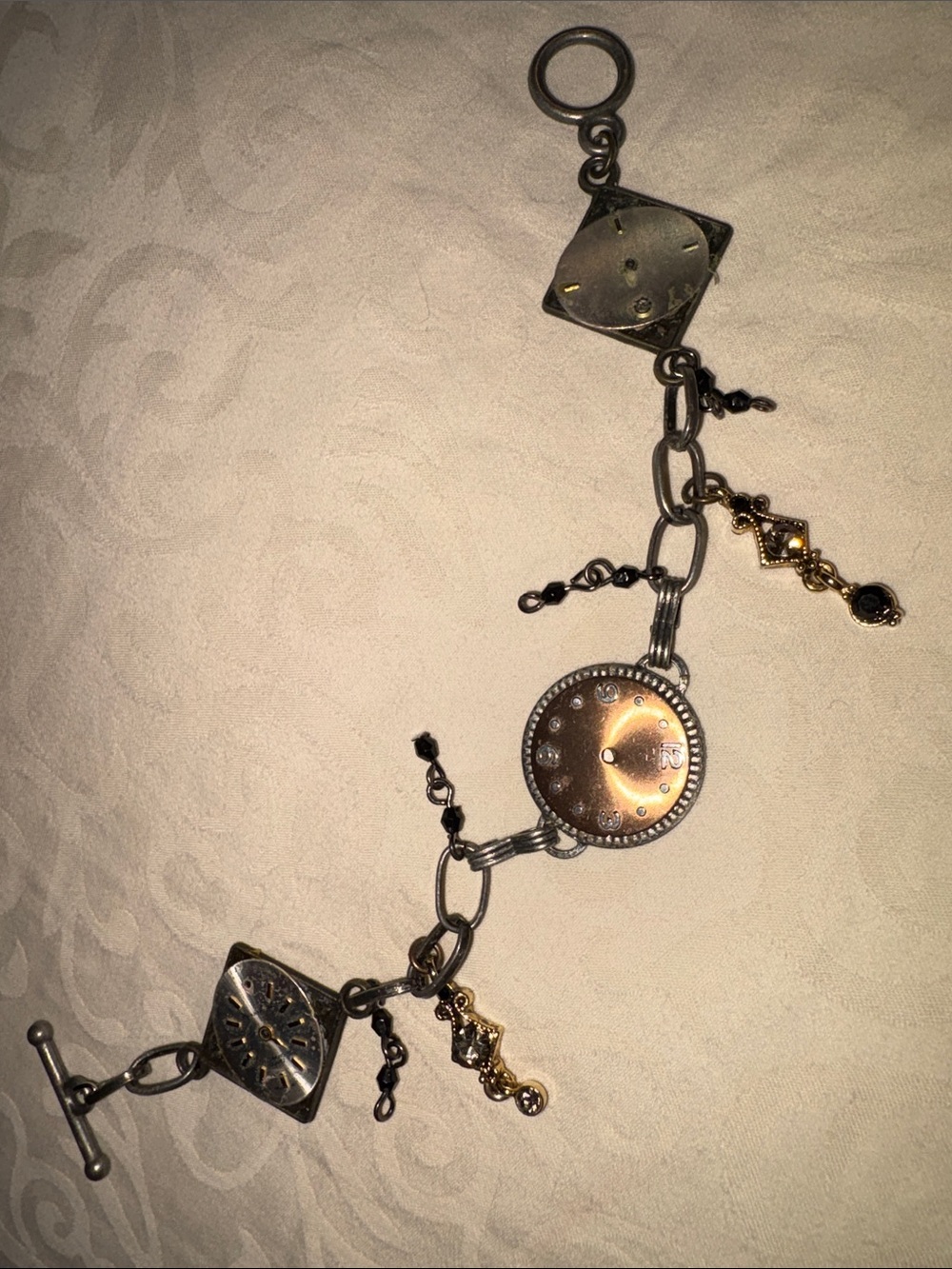 8” Multi-Tone Watch Face Charm Bracelet - Women Jewelry